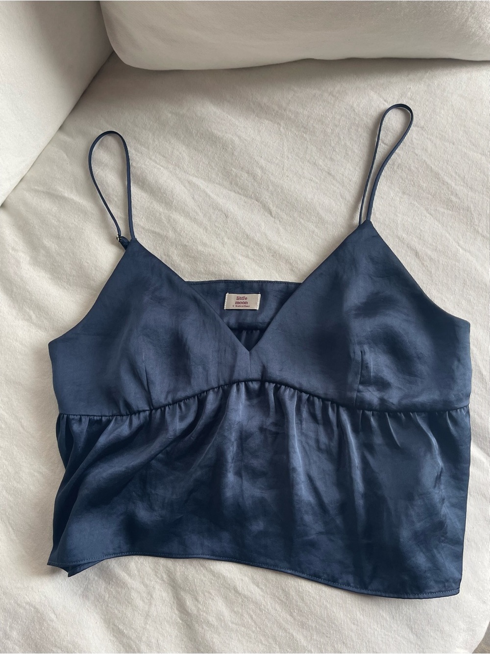 Navy Satin crop top